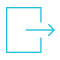 A blue arrow pointing to the left in front of a black square.